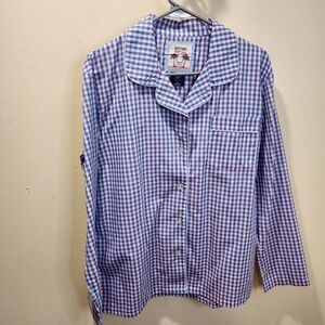 Bottoms out GAL Ghimgan plaid long Sleeves buttom down pajama top size M NWT